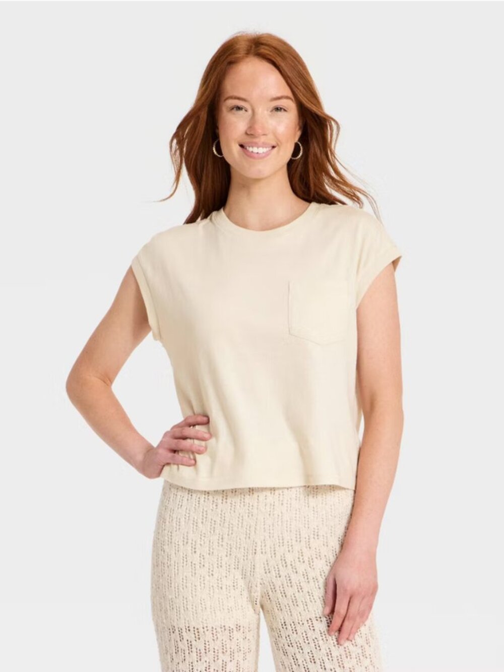 Women's Short Sleeve Pocket T-Shirt - Universal Thread Cream XS